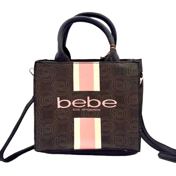 bebe Handbags - Bebe Ember Mini Satchel Crossbody 2-Way Bag ~ Black & Pink NWT